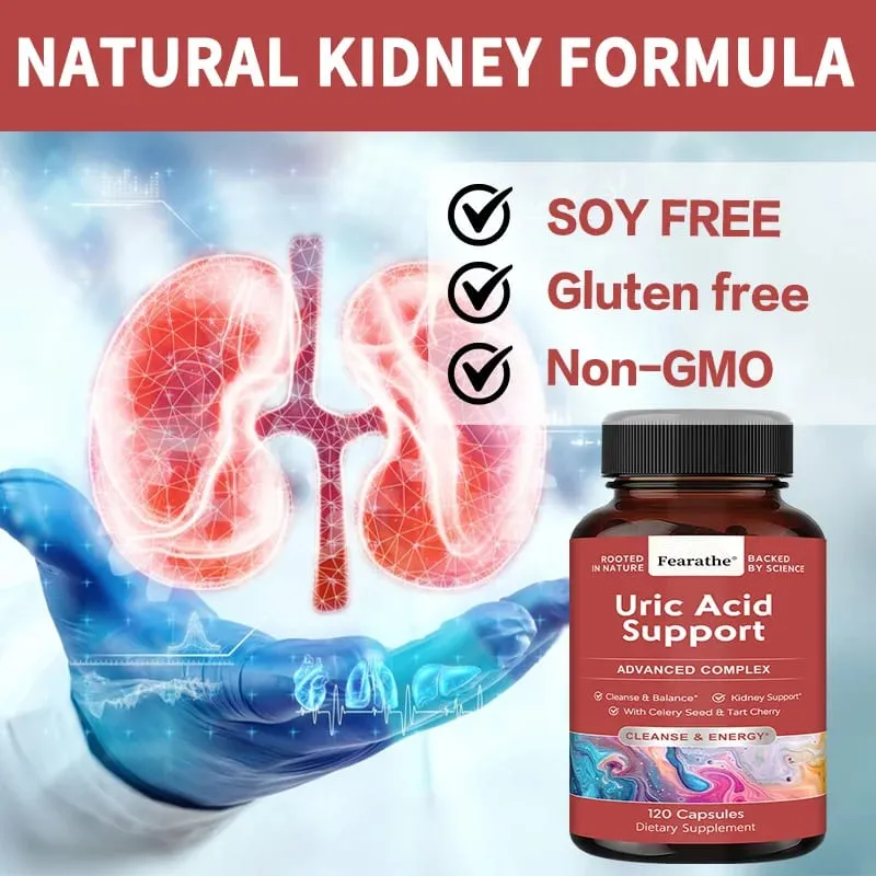 Uric Acid Formula - with Chanca Piedra & Vitamin B6 Uric Acid Detox Cleanse Kidney Health Support Supplement 120 Veggie Capsules