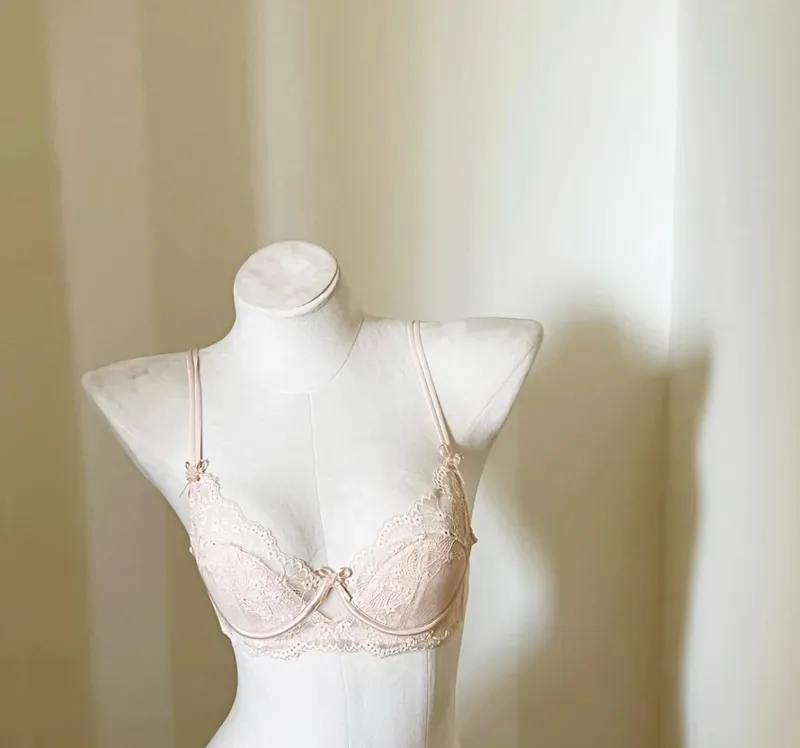 Franse stijl dames minimizer bh sexy lingerieset grote borstondersteuning halve cup zachte beugel anti-verslapping comfort dunne bh's