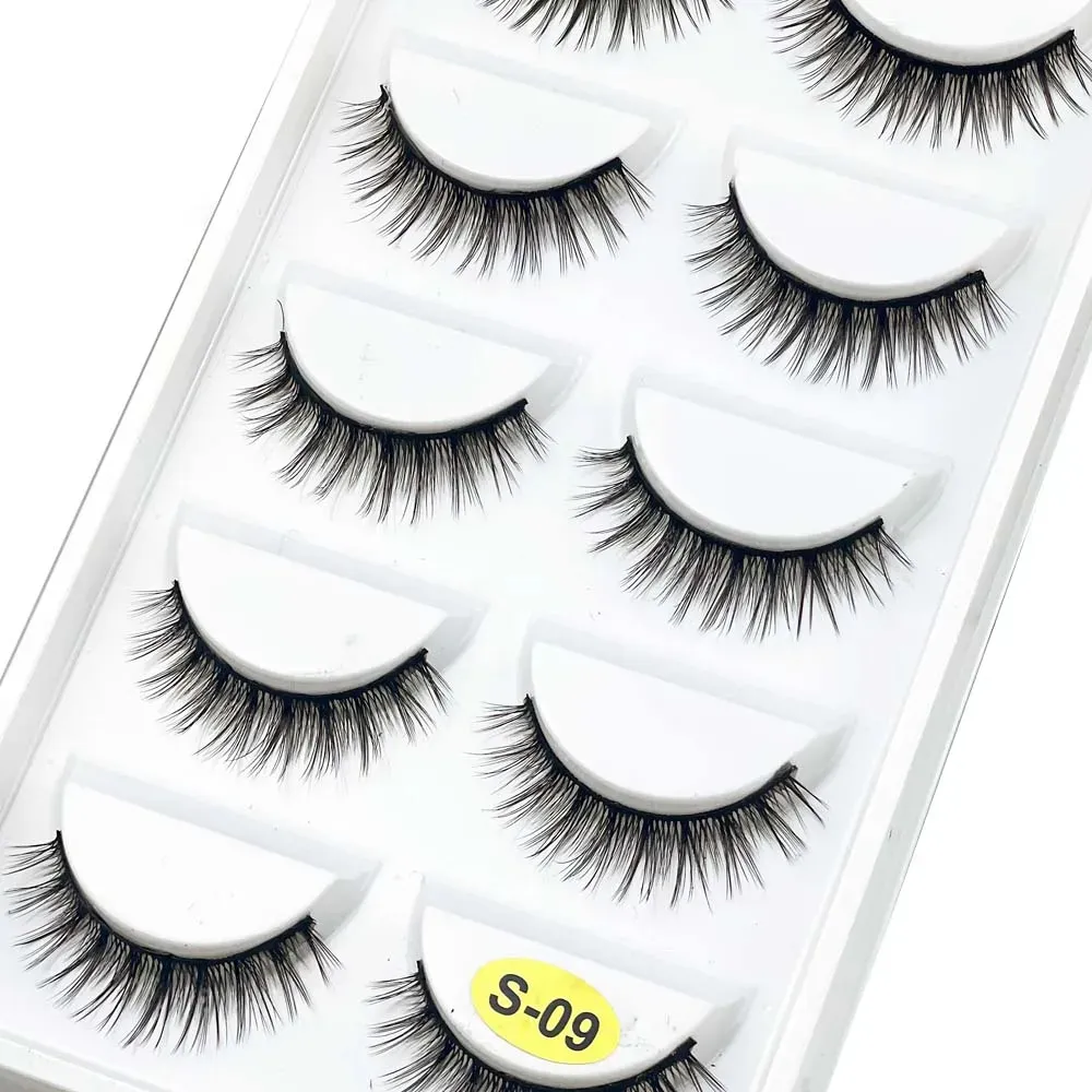 5 Pairs S03 Natural Looking 3D Mink Fake Eyelashes Makeup Tools Fluffy Style Water Mink Fur False Eyelashes for Eye Makeup