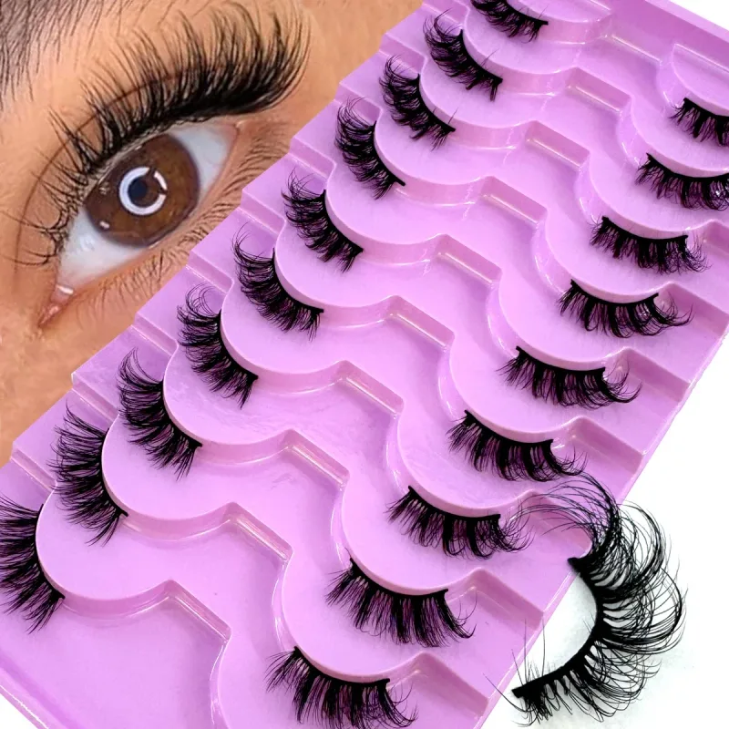 Halbe Wimpern, 10 Paar halbe Wimpern, weiche, natürliche Katzenaugen-Wimpern, Make-up-Werkzeug, künstliche Wimpern, Verlängerung, flauschige künstliche Wimpern