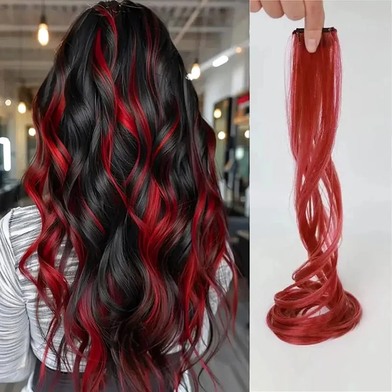 2 STUKS Regenboog Gemengde Kleur Clip In Hair Extensions 20 Inch Krullend Synthetisch Haar voor Meisjes Vrouwen Halloween Cosplay Party