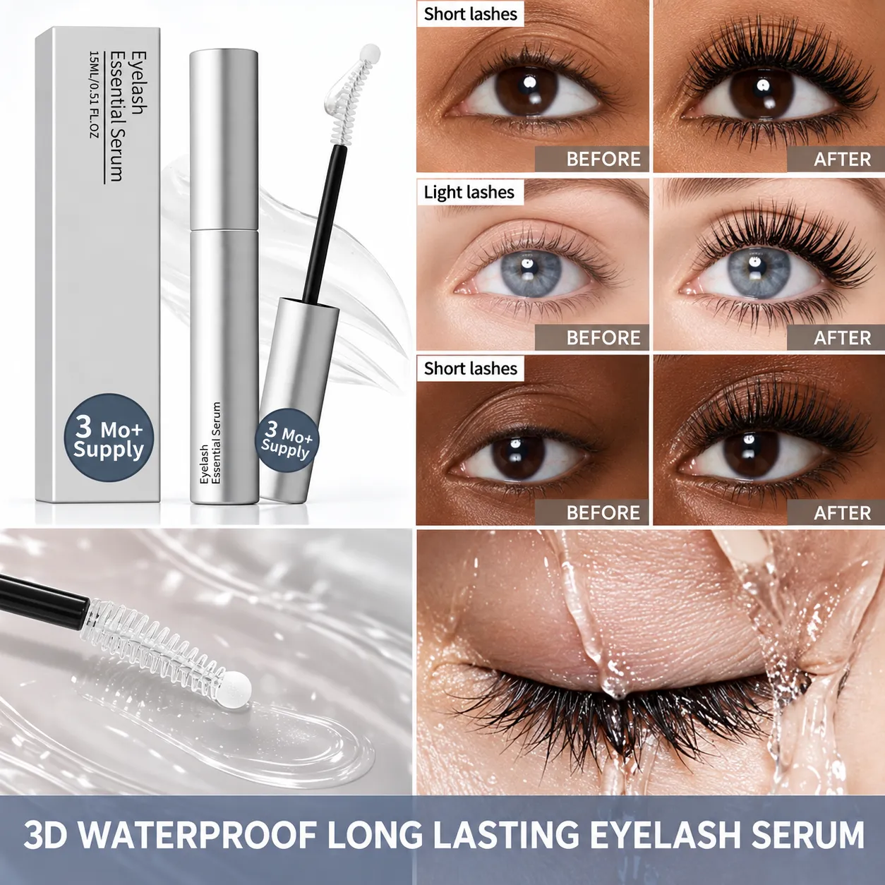 Fast Natural Curling Eyelash Essence – Precision Brush for Defined Eye Makeup Lightweight Hydrating Formula Daily Lash Care
