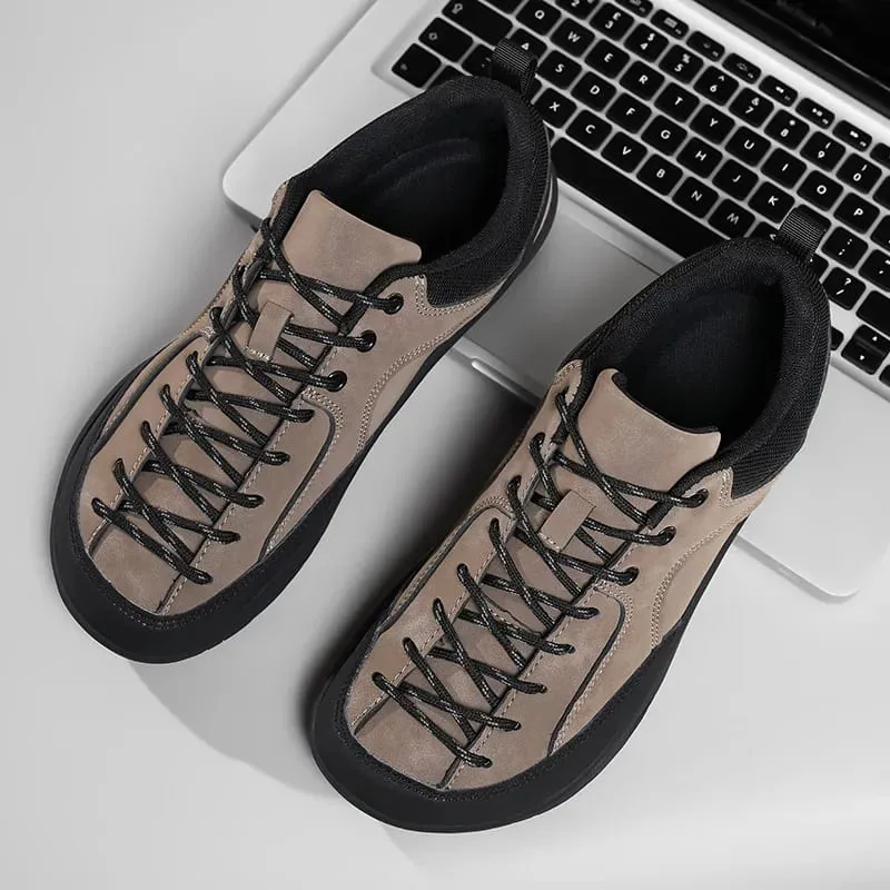 Men's Shoes Wide Width Shoes Minimalist Barefoot Non Slip Lace Up Suede Outdoor Running Shoes High Quality Luxury Men Sneakers