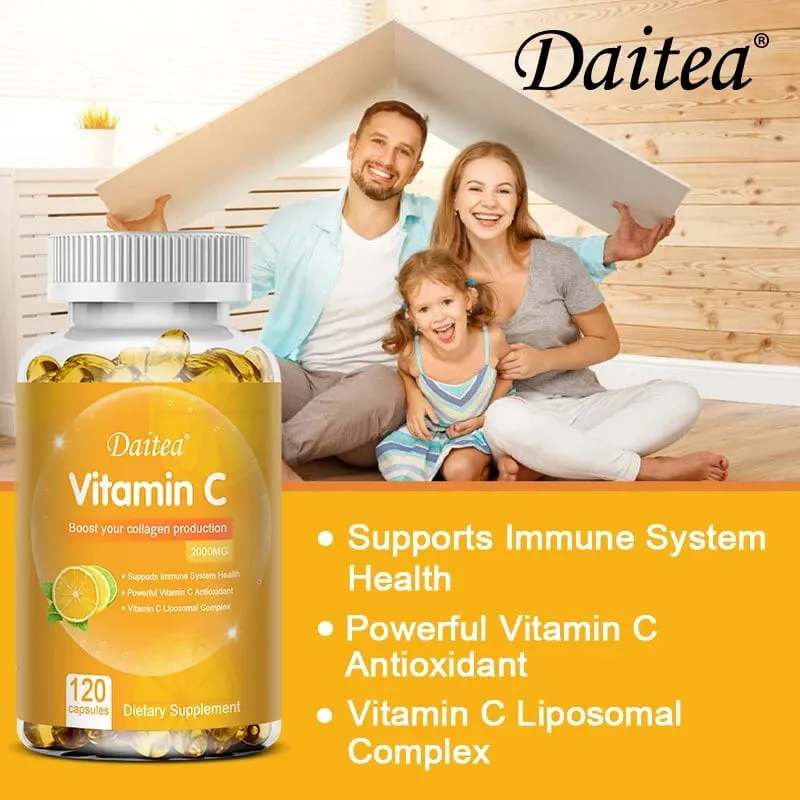 Vitamin C Capsules - 2000mg Promote Collagen Production Support Skin and Immune Health Powerful Antioxidant 120 Capsules — image 5