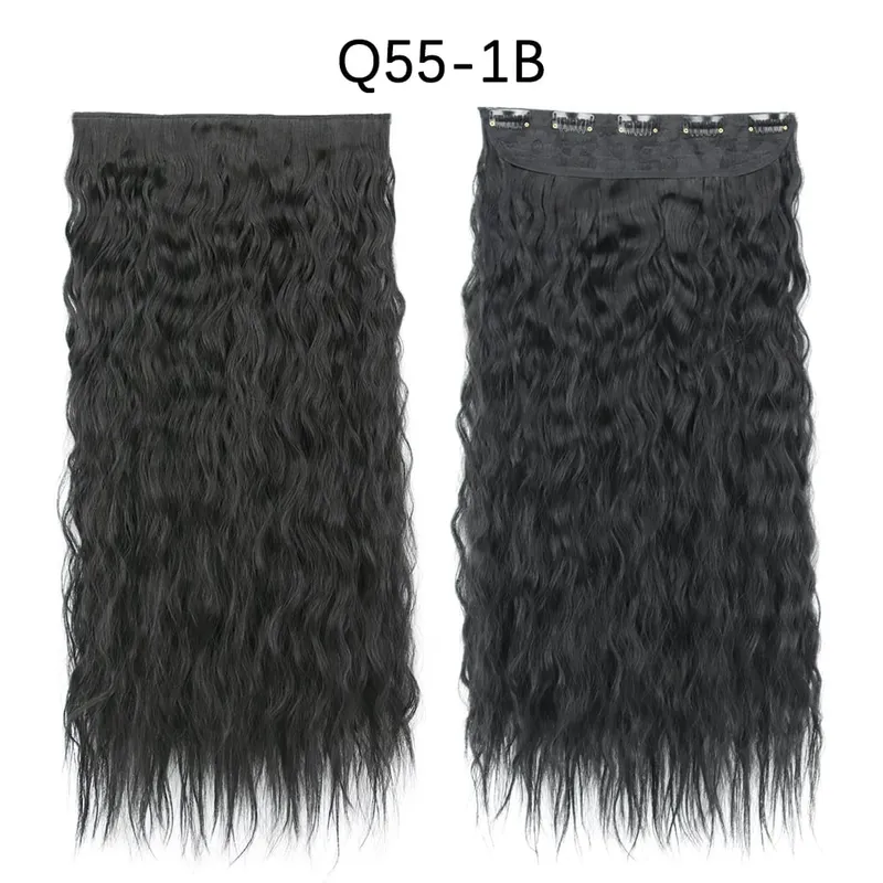 Azqueen Synthetic 5 Clips in Hair Extension Long Straight Hairpiece Haistyle high temperature fibert Golden brown black