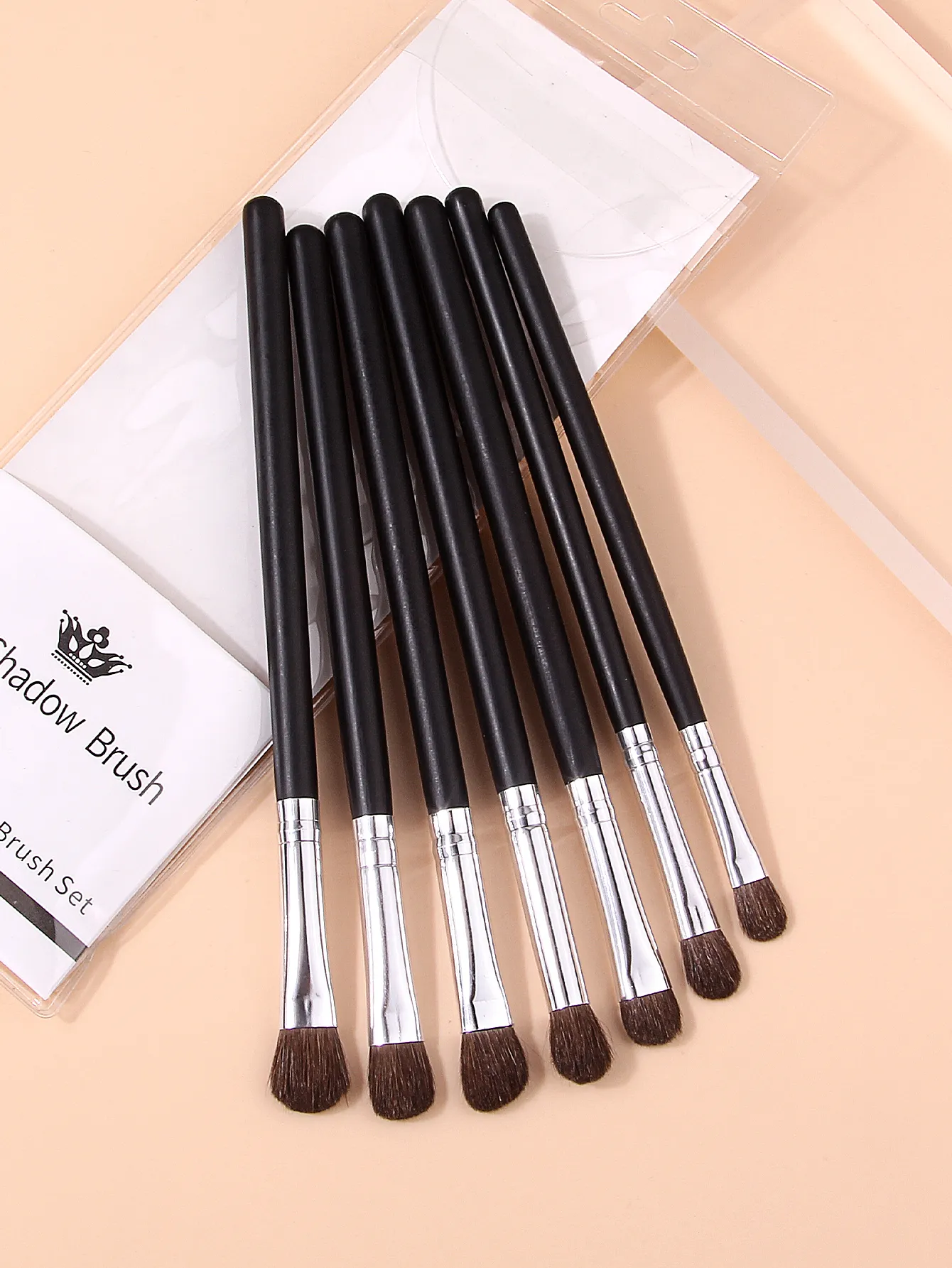 7Pcs Professional Eye Shadow Brush Set Horse Hair Eyeshadow Makeup Brushes Kit For Eye Blending Shading Cosmetic Makeup Tools