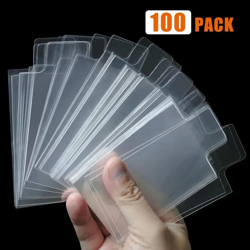 100 Buah Lengan Pelindung Bening Cocok untuk 35PT-100PT Tempat Kartu Plastik Keras untuk Pelindung Kartu Olahraga Perdagangan Permainan Pokemon TCG