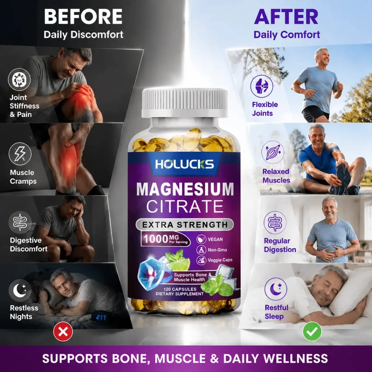 Yimiduk Premium Magnesium Citrate Supplement for Healthy Blood Pressure Bone Density & Overall Wellness Nervous System Vegan