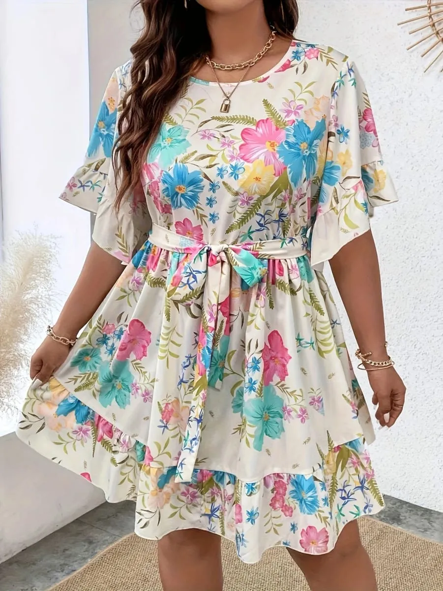 Large Size Fashionable Printed Women's Dress