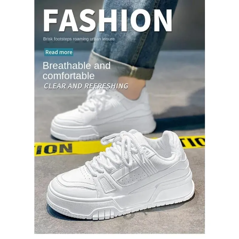Men's Spring Autumn Unique Design Versatile Casual Pure Black Sneakers Teen Sports Thick Bottom Heightening Trendy Loers