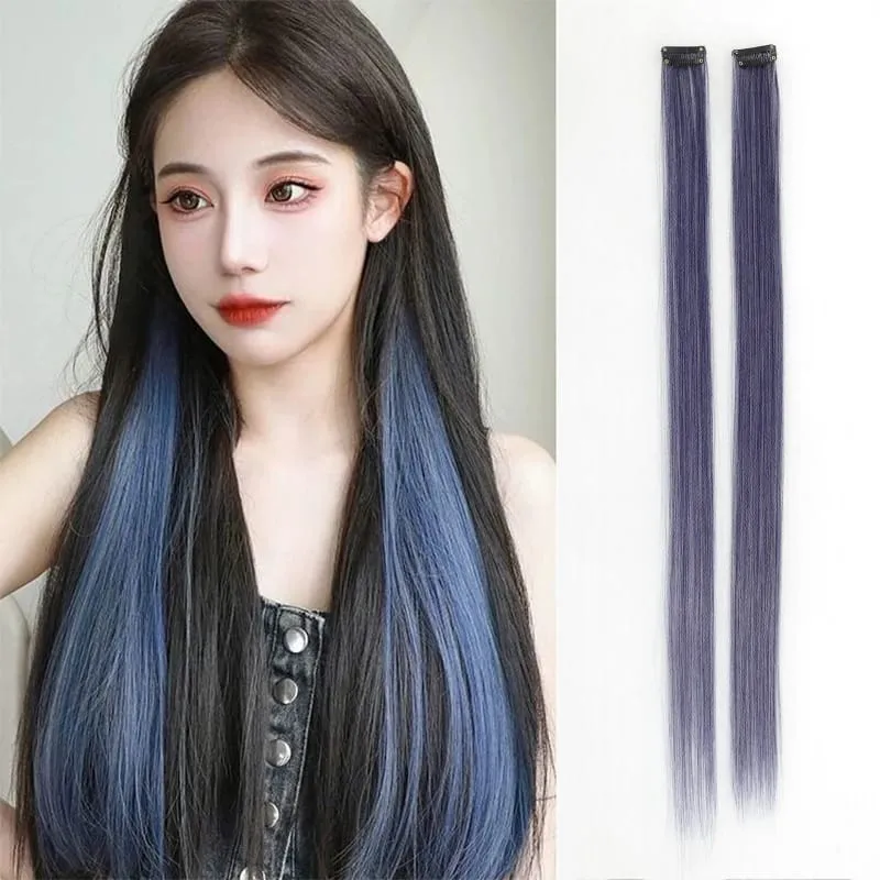 Pick dye wig piece female color hanging ear dye one-piece simulated long straight hair extension piece