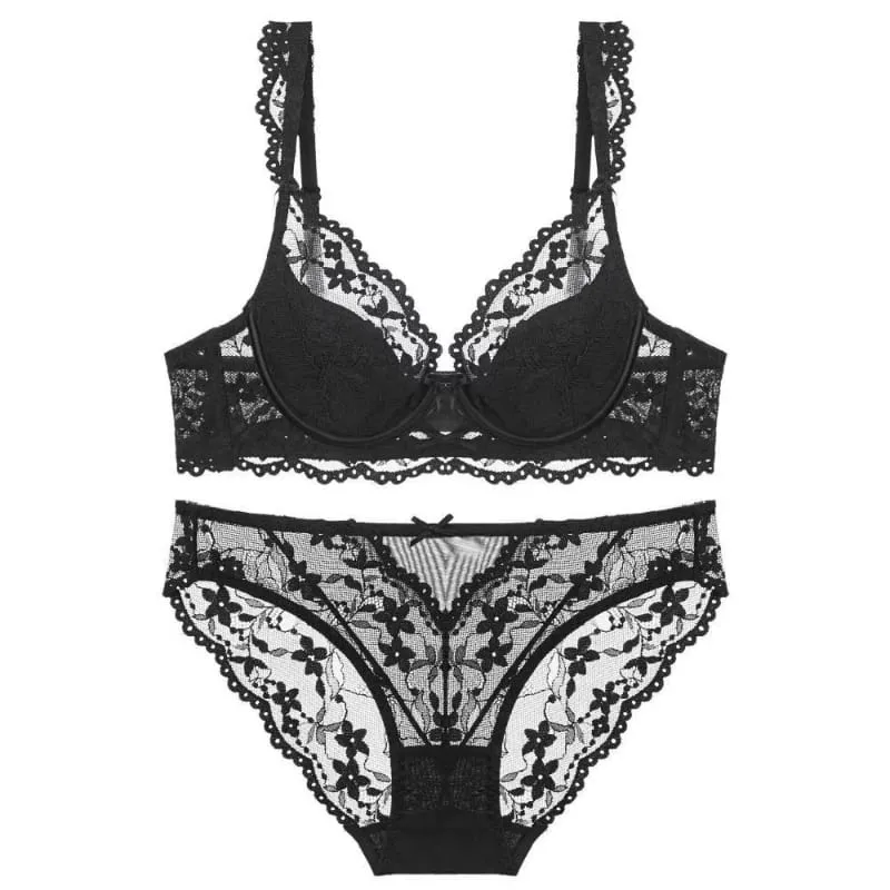 Hot Sale Sexy Lace Bra Set For Women Summer Thin Soft Underwire Breathable Anti Sagging Comfort Stylish Daily Fashion Intimates
