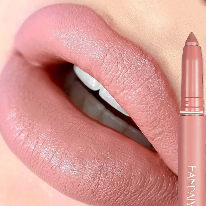 Lápis de veludo fosco para lábios, 6 cores, nude, vermelho escuro, sexy, batom à prova d'água, longa duração, renderização de cores, cosméticos de beleza para lábios