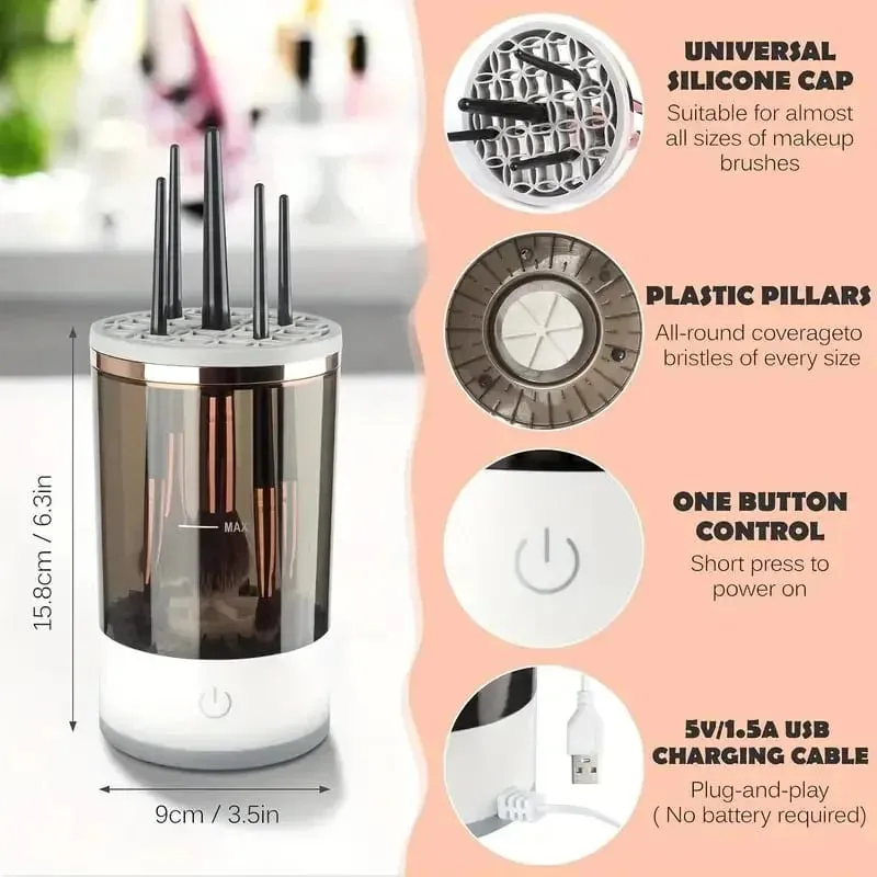 USB Plug Přenosný elektrický čistič štětců na make-up s gumovým přístrojem na líčení Elektrický USB Quick Cleaner Čisticí štětec na límec