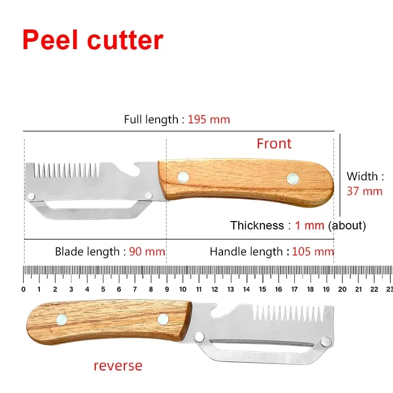 Stainless Steel Vegetable Peeler with Wooden Handle 3-in-1 Fruit Potato Peeler with Bottle Opener Kitchen Peeling Cooking Tools