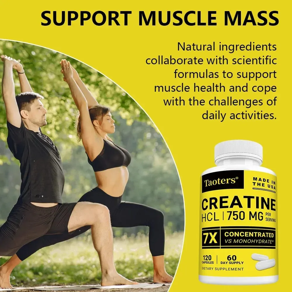 HCL Creatine Supplement Enhances Focus Strength and Endurance Suitable for Both Men and Women Gluten-free Non-GMO