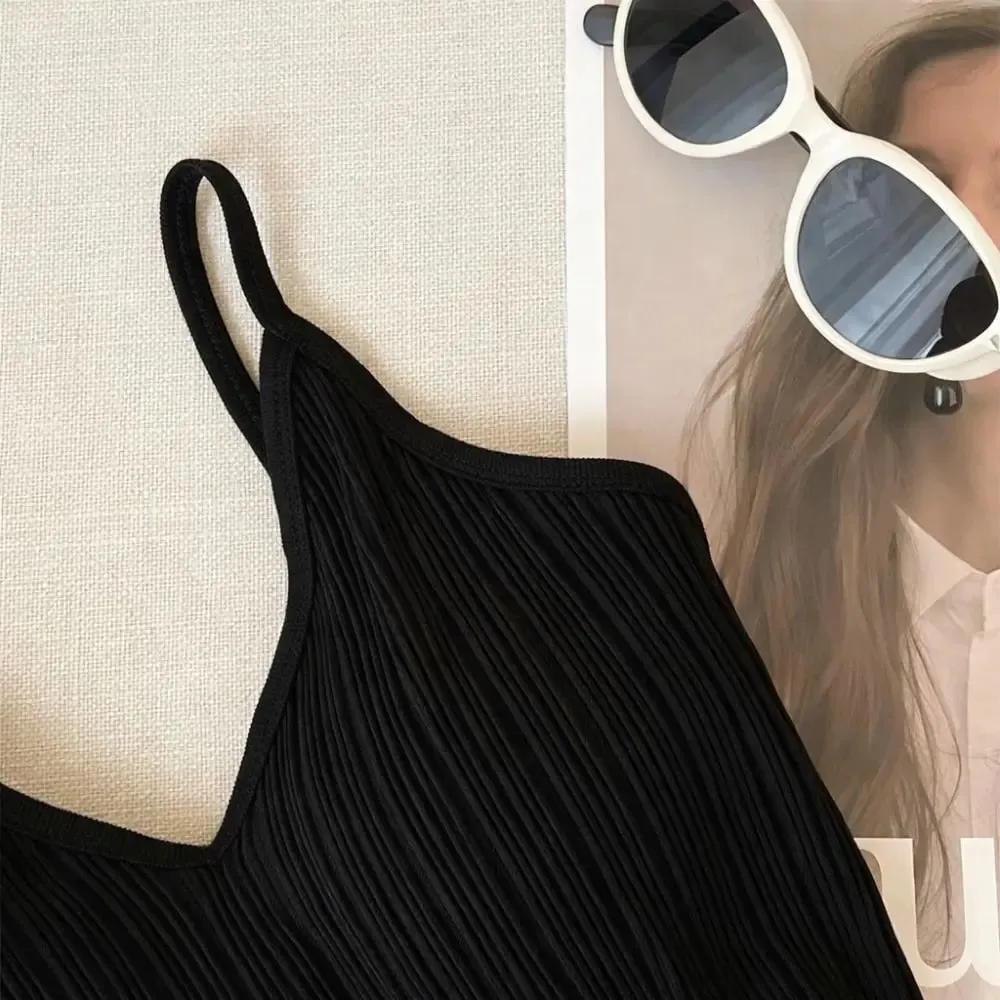 New V-neck Camisole Top Inside Wear One-piece Cup Halter Undershirt Sleeveless French Style Lingerie Summer