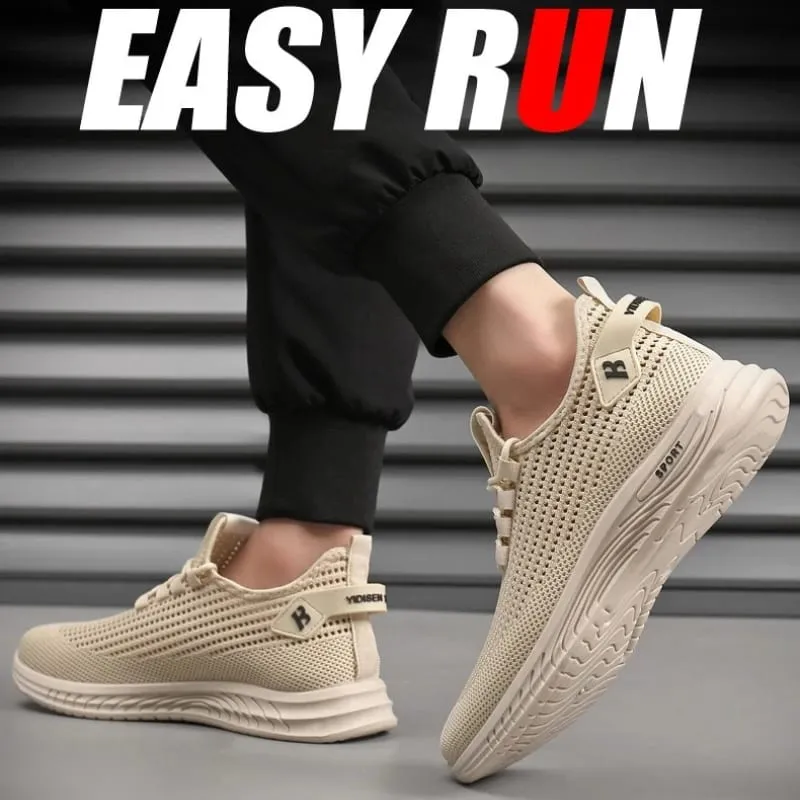 Lightweight Mesh Knit Trainers Men Soft Cushion Sole Daily Walking Sneakers Non Slip Breathable Outdoor Gym Running Footwear