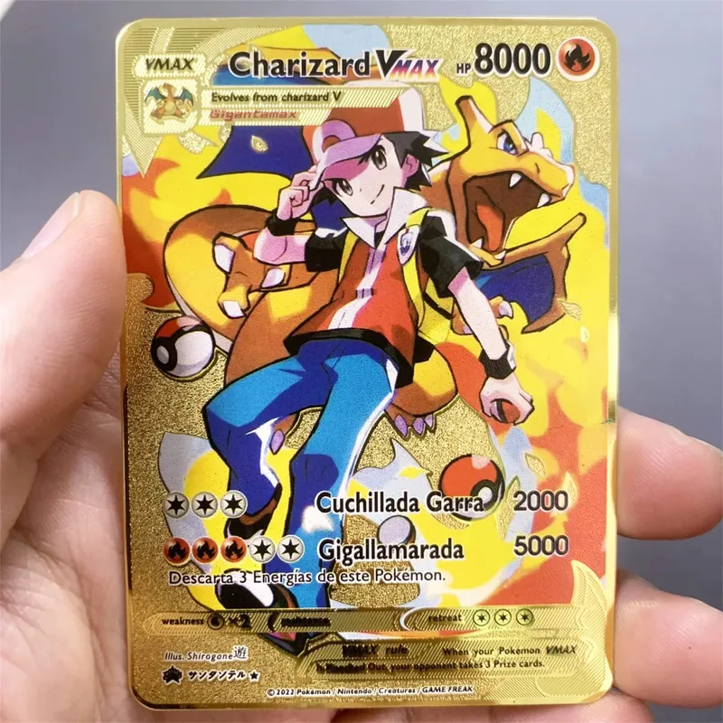 İngilizce Metal Pokemon Kartları DIY Arceus Mewtwo Charizard Pikachu Parlak Demir Pokémon GX Vmax EX Oyunu Çocuk Koleksiyonu Kart Oyuncak Hediye