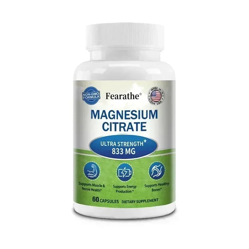 Magnesium Citrate Capsules Highly Absorbable Nutritional Supports Relaxation Sleep Bone Heart Nerve Muscle & Metabolism