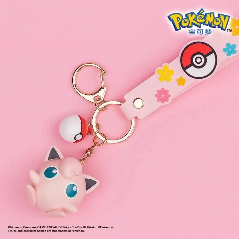 正版寶可夢皮卡丘鑰匙圈 Gengar Morpeko Cubone Snorlax Mimikyu 動漫動作人偶玩具鑰匙圈香水吊墜禮物