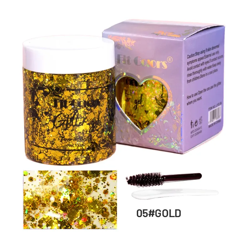 100ml Glitter Gel Eye Shadow Liquid Face Body Large Sequin Gel Multifunctional Colorful Loose Sequins Cream Party Decoration