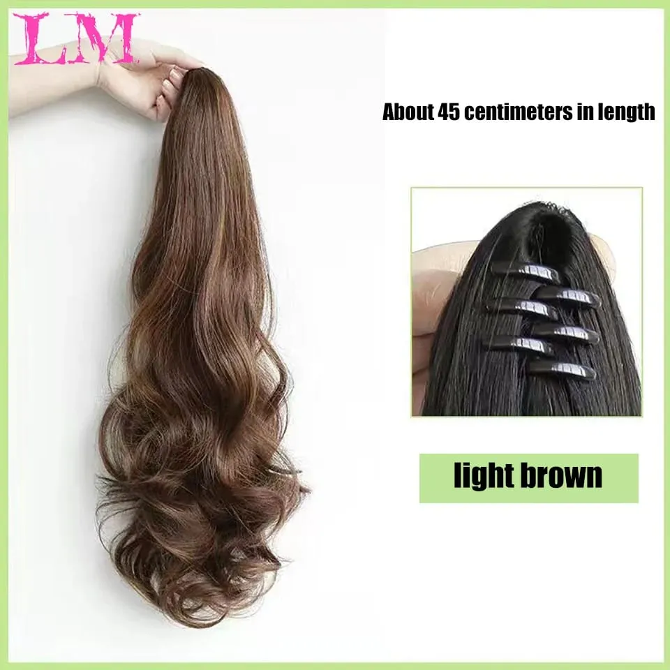 LM Synthetic Ponytail Extension Claw Curly Wavy Clip in Hairpiece Ponytail Hair Extensions Long Pony Tail Synthetic for Women