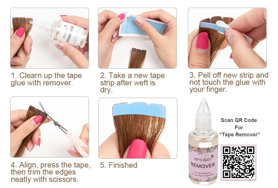Invisible Adhesive Mini Tape Ins Straight Real Human Hair Extensions Easy Installation Add Volume For Women