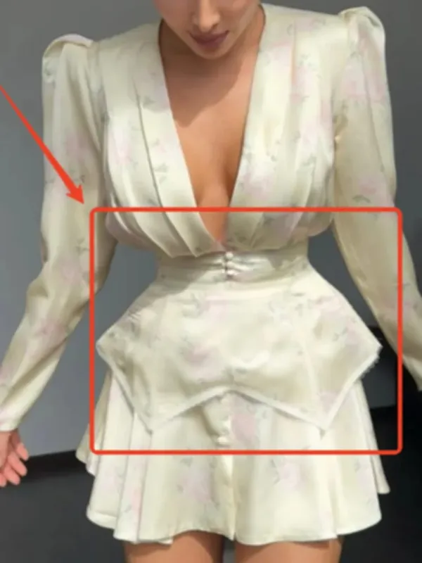 Elegant Floral Printed Mini Dress Women Chic V-neck Full Sleeves Single Breasted Slim A-line Short Dresses 2026 Lady Party Robes