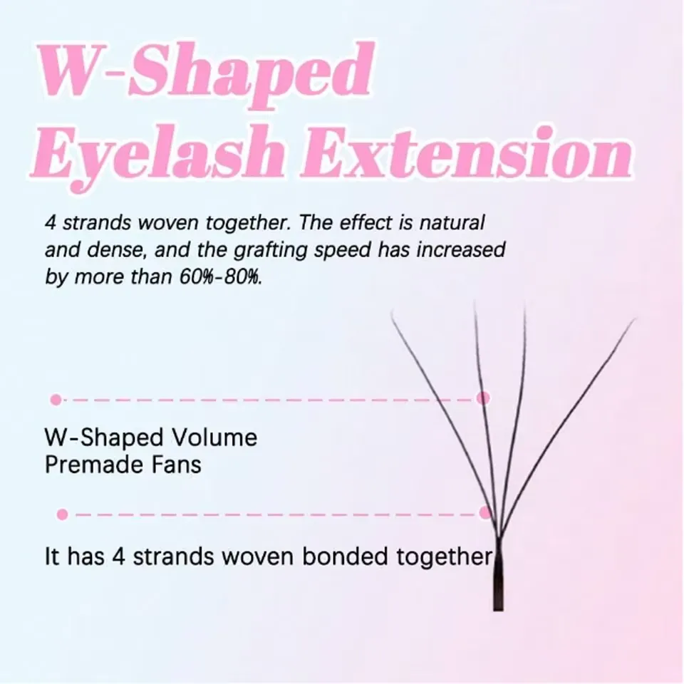 4D W Shaped C/D/L/M Curl Eyelash Extension Premade Volume Fans Soft Gradient Mink Easy Embellish Natural False Eyelashes