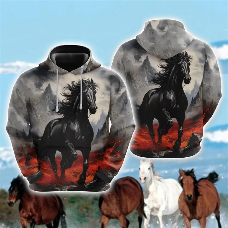 Animal Horse 3D Print Hoodies Autumn Men Women Casual Fashion Oversized Sweatshirts Hoodie Male Pullovers Tracksuit Man Clothing