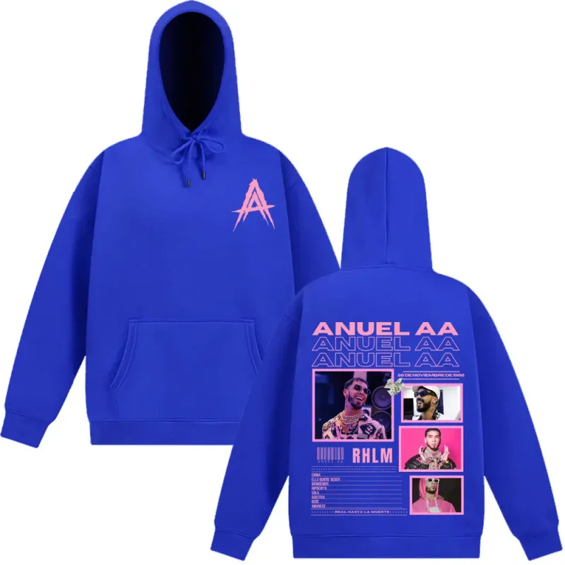 Rapper Anuel AA Album 2025 Graphic Hooded Sweatshirts Men Women Hip Hop Gothic Autumn Winter Pullover Casual Classic Sportswear