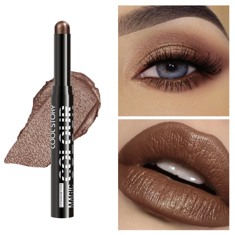 2 in 1 Eyeshadow Lipstick Stick Pencil Waterproof Glitter Brighten Matte Eye Shadow Makeup Pigment Eyeshadow Pen
