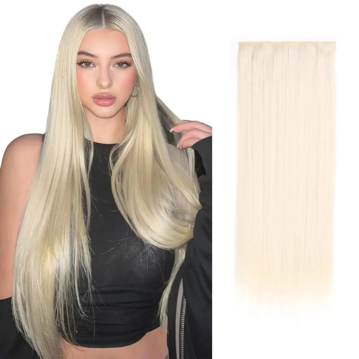 Syntetické prodloužení vlasů jednodílné s klipem 5Clips v dlouhé rovné vlasy blond pro ženy každodenní použití