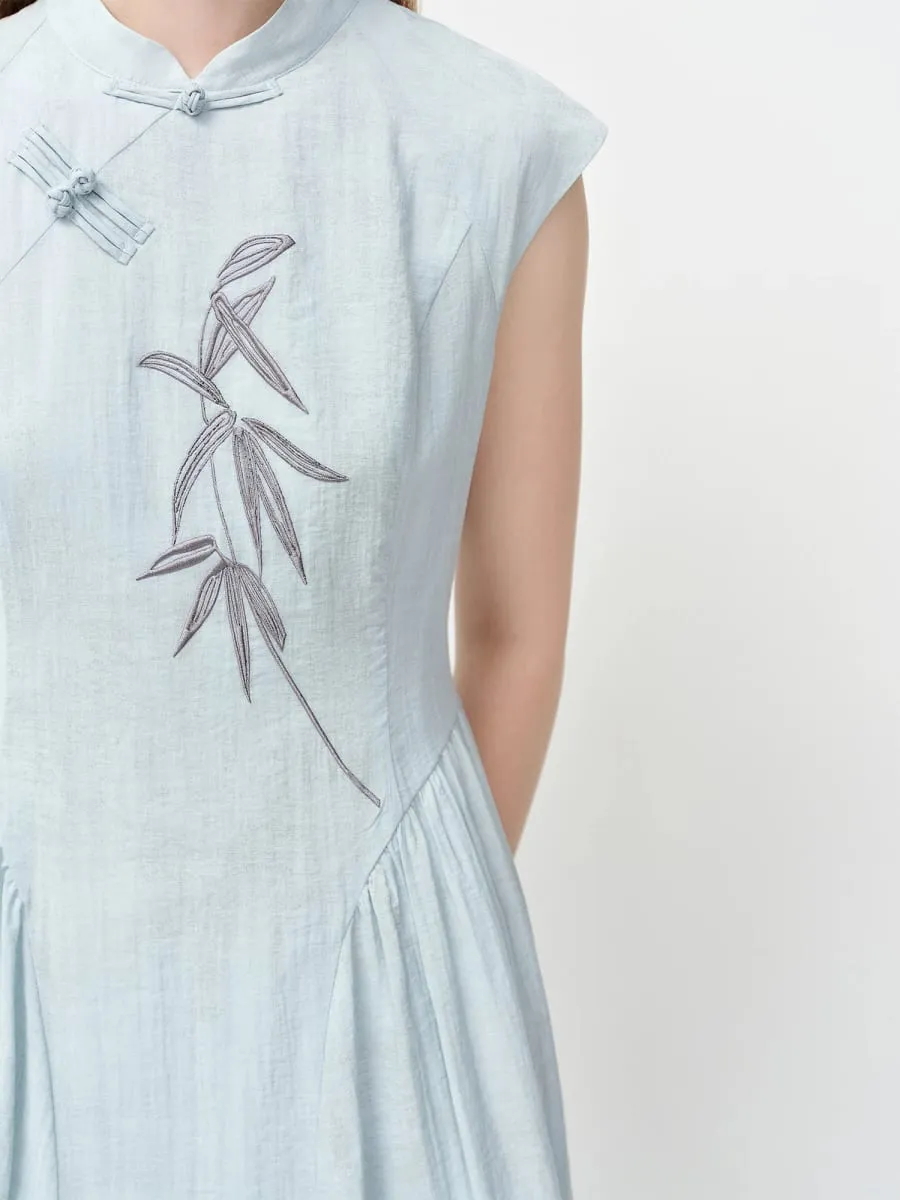 New Chinese Style Embroidery Slim-Fit Long Dress for Women 2026 Summer New Arrivals A-Line Waist-defining Skirt for Dates