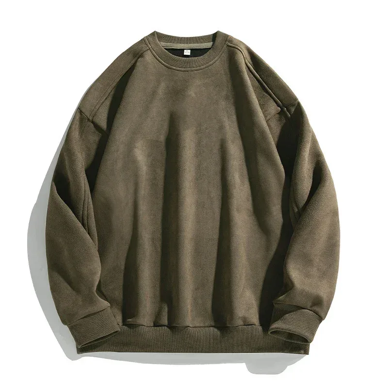 Sweat-shirt à manches longues pour homme, vêtement de marque violet, col rond, Baggy, décontracté, en daim, automne-hiver, 2026