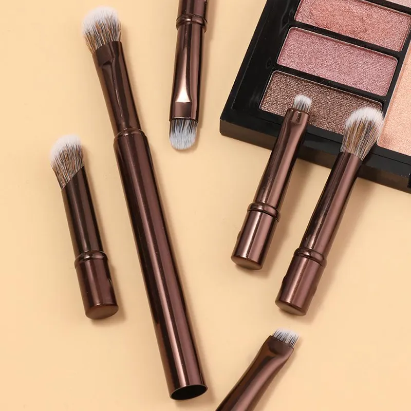 6Pcs Mini Travel Makeup Brushes Set With Box Portable Cosmetic Powder Foundation Blush Concealer Brushes Makeup Tools