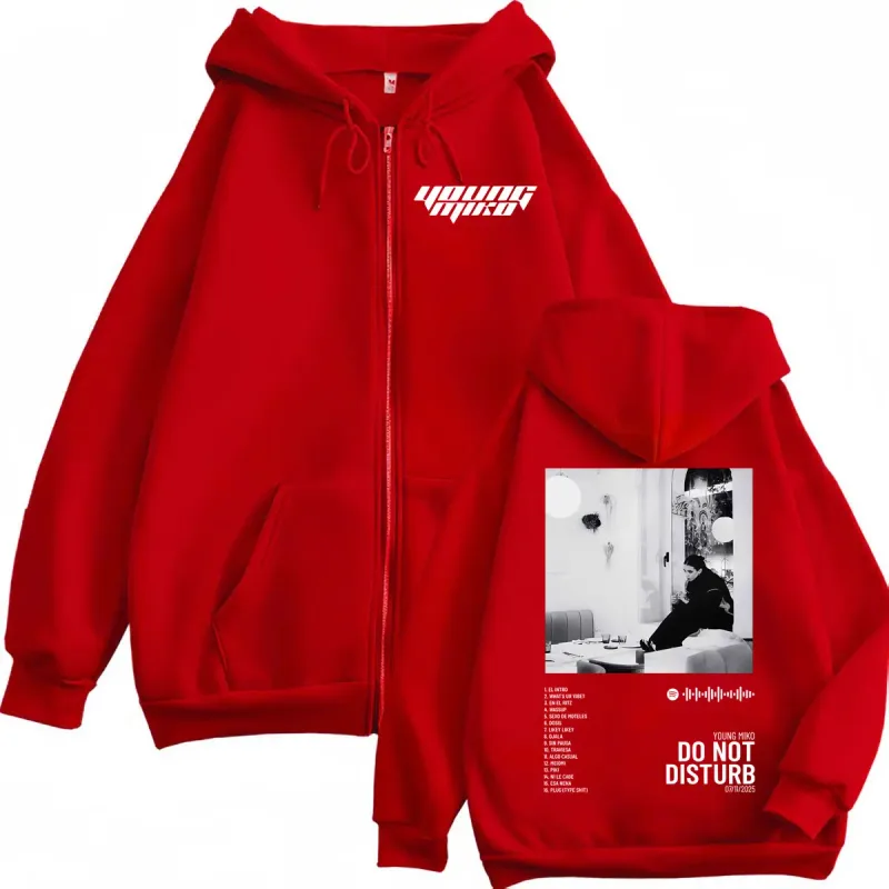 Young Miko Do Not Disturb Album Poster Graphic Zipper Hoodie Hip Hop Vintage Zip Up Pullovers Men Women Casual Loose Sweatshirts — image 6