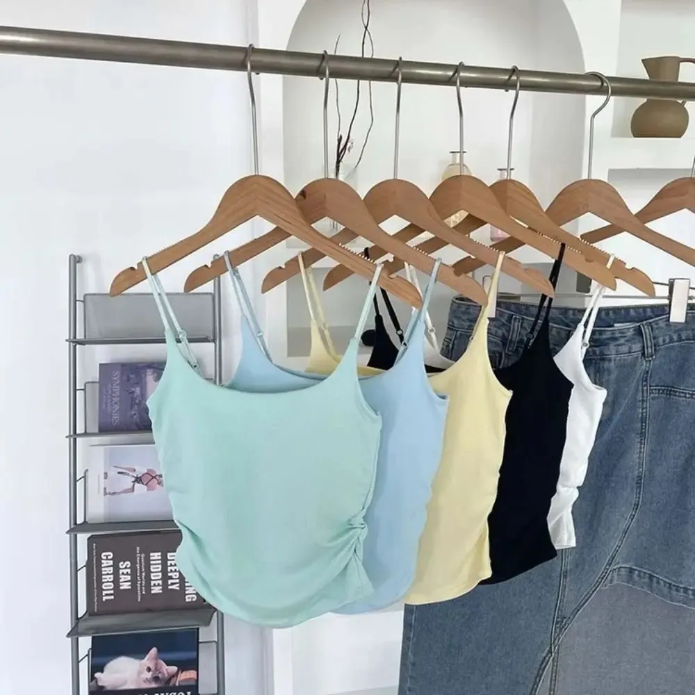 Simple Sleeveless Suspender Vest Slim With Padded Cups Camisole Underwear Short Vest Sports Activities