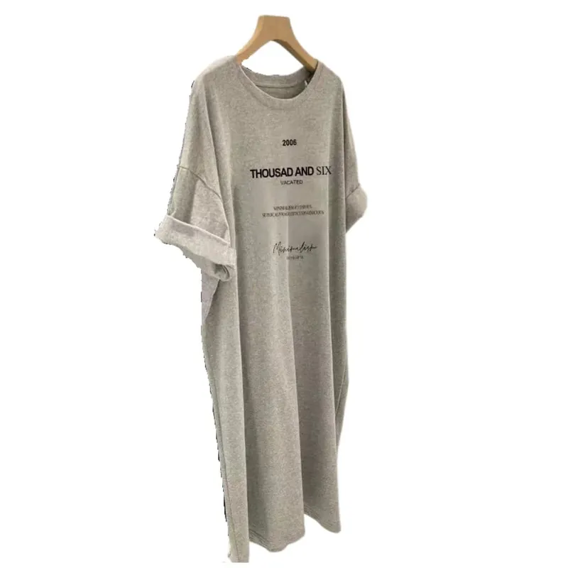 Short-sleeved Dresses Women's Summer Plus Size Medium-length T-shirt Dress Knee-length Casual Long Dress