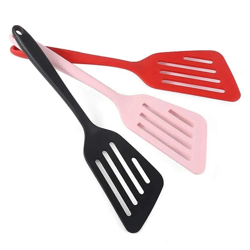 1PCS Kitchen Non-Stick Silicone Spatula Fried Fish and Egg Cooking Leak-Resistant Spatula High Temperature Silicone Kitchenware