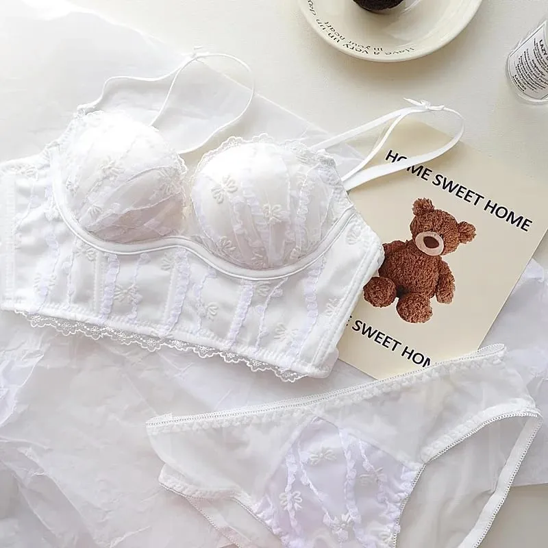 Trådlös spets för unga damer BH och trosset Väst Söta flickor Intimates Förläng underkläder Justerbara kvinnor Sexiga underkläder Kostymer