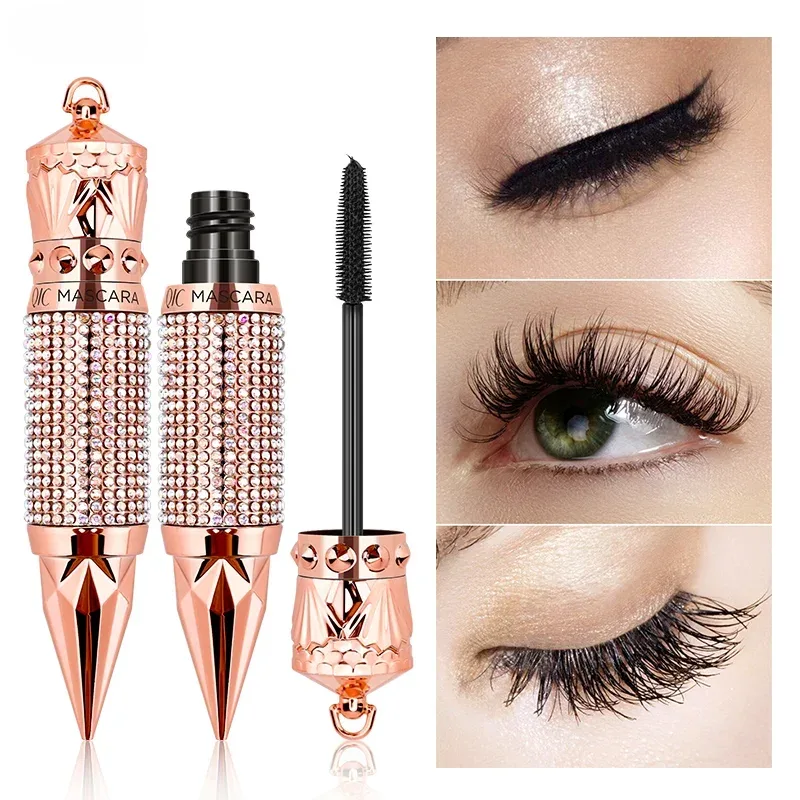 Mascara diamant 4D en Fiber de soie, Extension de cils longs imperméable, épais, noir, produits de maquillage pour les yeux, cosmétiques