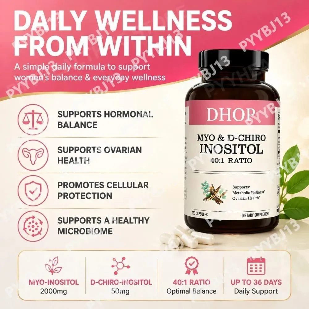 40:1 Myo D-Chiro Inositol Capsules - Supports Ovarian Health Hormonal Balance Metabolic Wellness Vitamin B8 100 Capsules