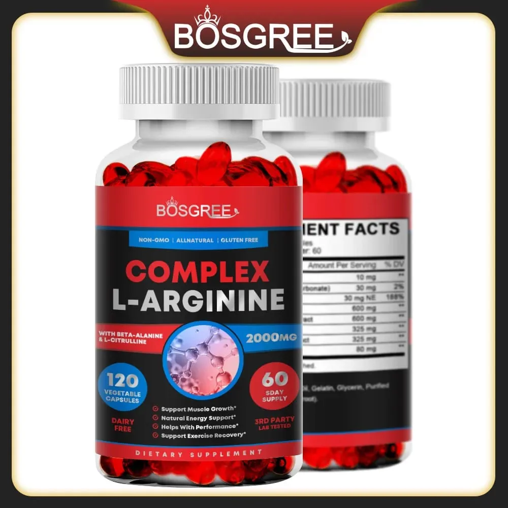 L-Arginine Supplement Helps Build Muscle& Supports Blood Flow Circulation Nutrient Delivery-Heart Health- Exercise Performance