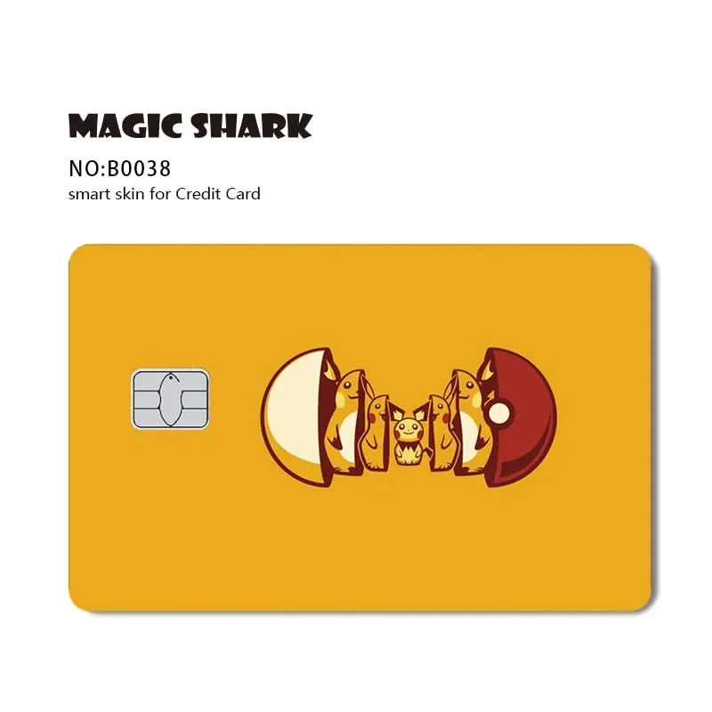 Maigc Shark Cute Pokémons Mewtwo Eevee Pikachu Gengar Adesivo Capa de filme para cartão de crédito de débito sem desbotamento