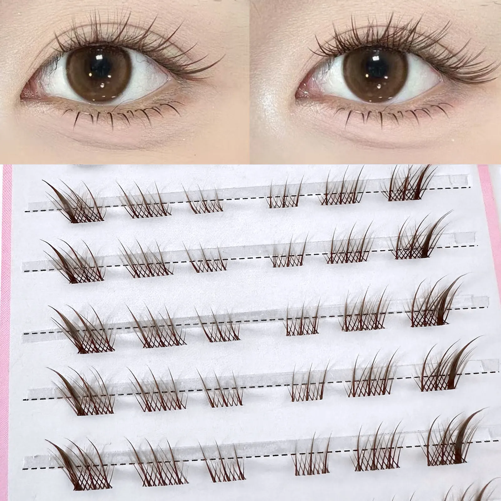 10rows Foxes Style Anime False Eyelashes Natural Curling 8-13mm Spiky Cluster Segmented Eyelash Extensions For Beauty Eye Makeup