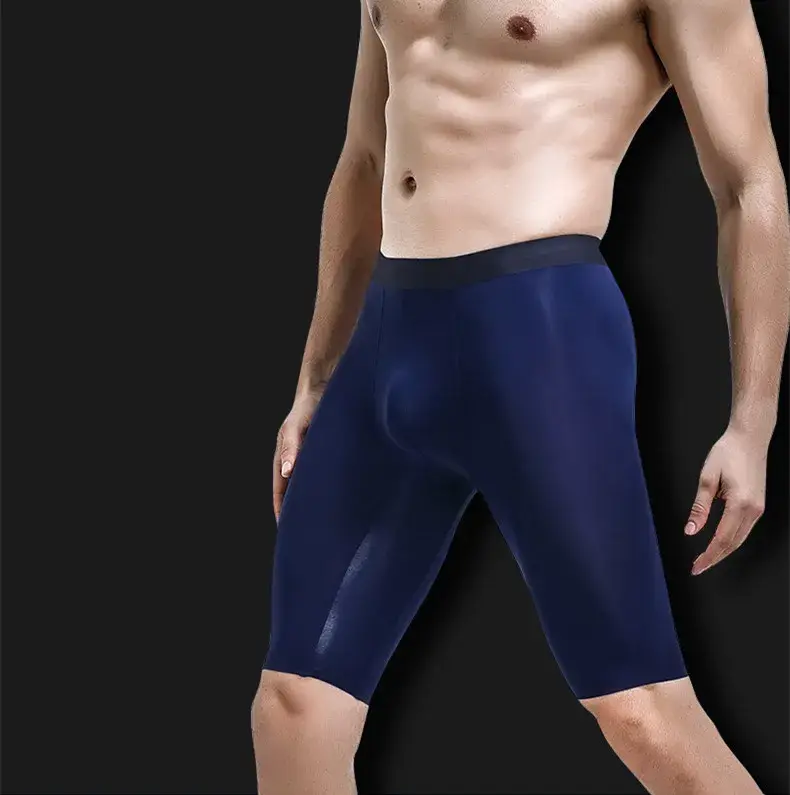 ชุดชั้นในบุรุษนักมวยกางเกงขาสั้น Homme Slim บางผ้าไหมน้ำแข็งกางเกง Man Breathable กระเป๋ากลางขายาวกางเกง Cueca Calzoncillos — image 3