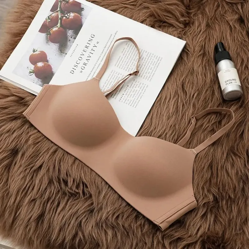 Soft Comfort Wireless Bra Breathable Fabric Thin Cup Push Up Bra Elastic Material Gathered Design Seamless Bra Women's Underwear