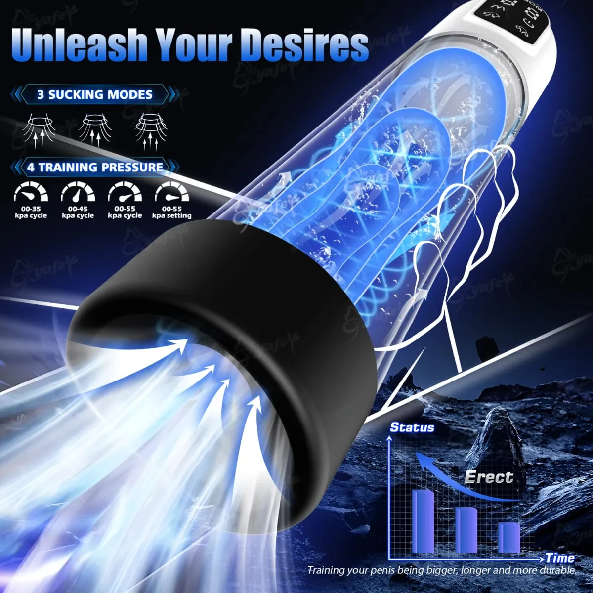 IPX7 Waterproof Electric Penis Pump Male Masturbation Massager Vacuum Suction Delay Ejaculation Trainer Sex Toy For Man